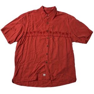 Quiksilver Edition Premium Hawaiian Shirt Comfort Fit Mens Size Large Orange